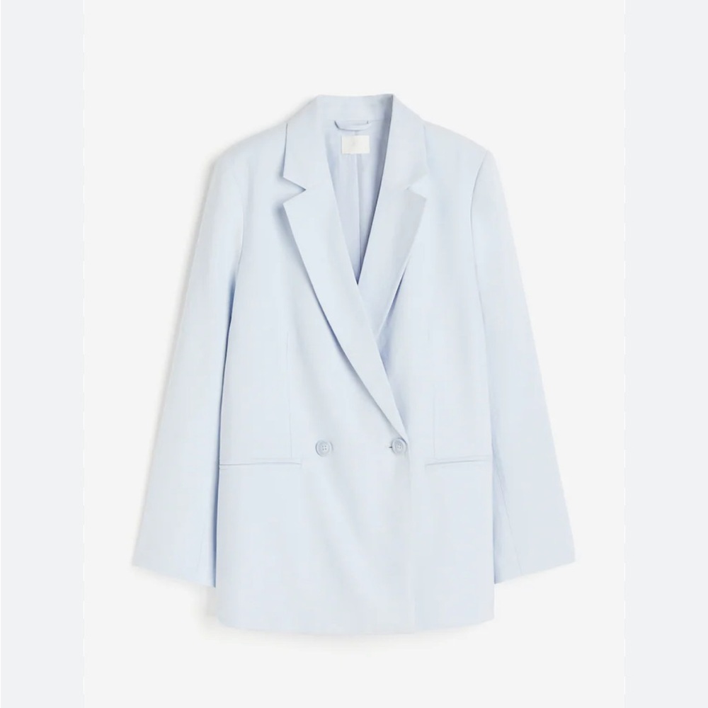 H&M Pale Blue Double Breasted Blazer